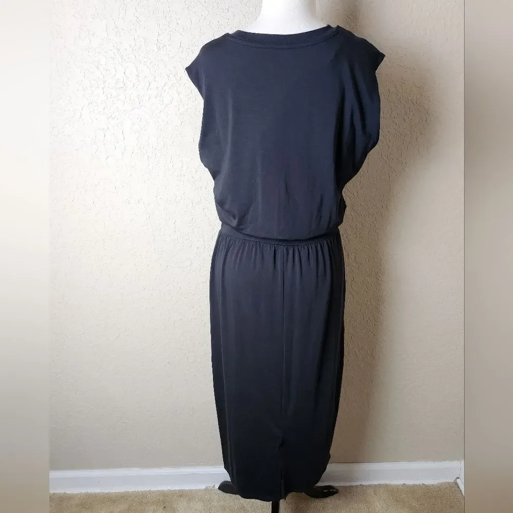 Athleta Santorini Cinch Dress Sleeveless Black Size M